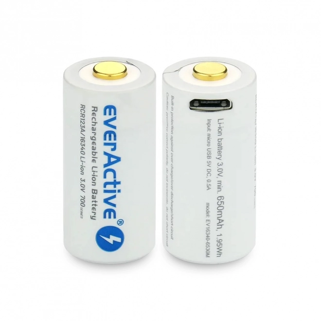 Batterie rechargeable EverActive 16340 700 mAh avec micro USB