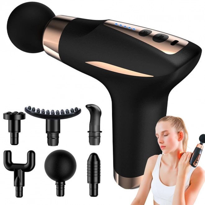 Pistolet de massage multifonction avec 6 accessoires