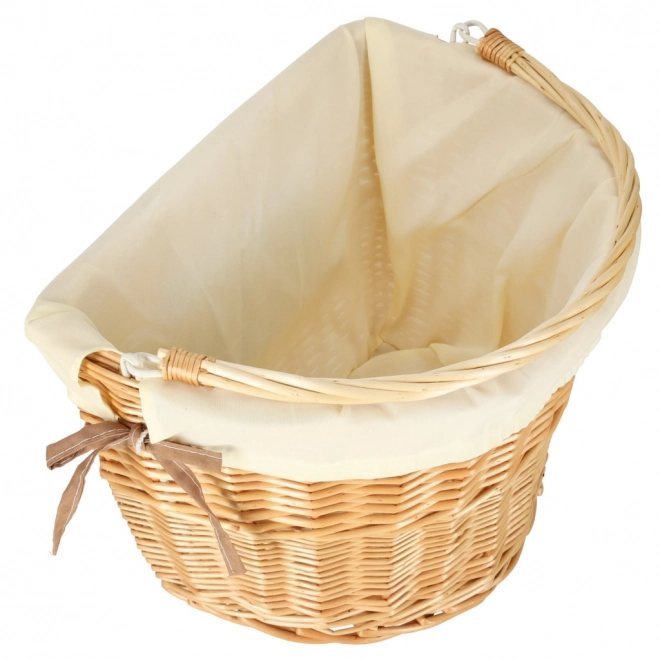 Panier en osier pour vélo avec doublure en tissu blanc