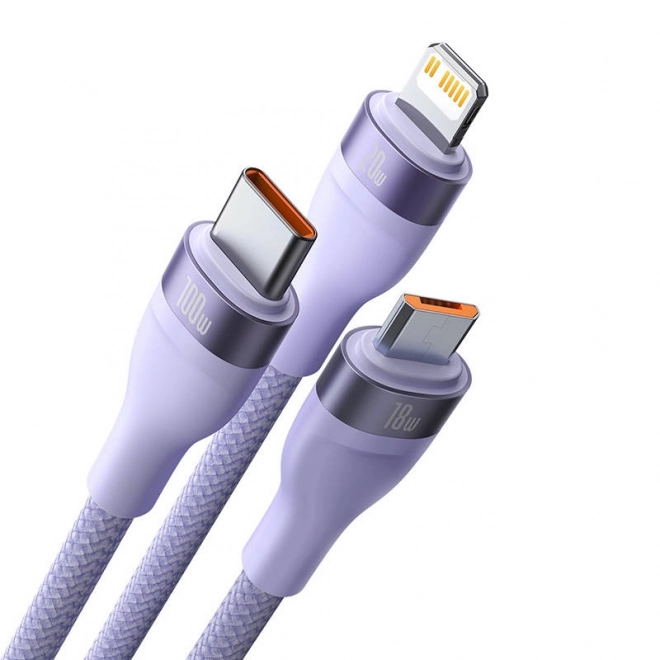 Câble Baseus Flash Series 2 en 1 USB-C + micro USB + Lightning 100 W