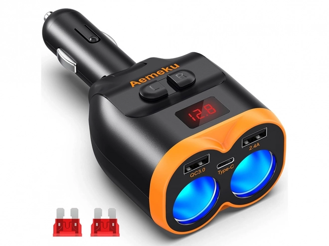 Diviseur d'allume-cigare avec chargeur USB-A et USB-C QC 3.0