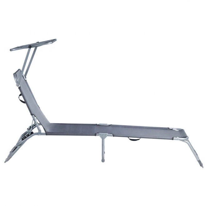 Transat, transat, chaise de jardin réglable avec auvent, gris