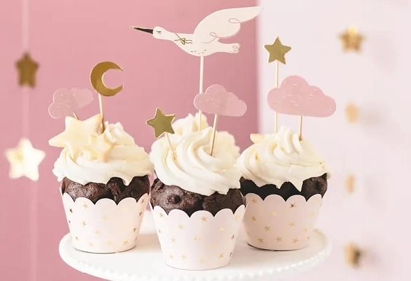 Décorations pour cupcakes – cigogne