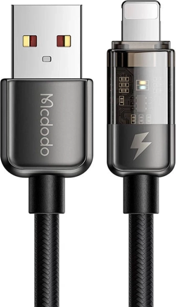 Câble Lightning Mcdodo avec indicateur LED, 1,8 m, 12 W, noir