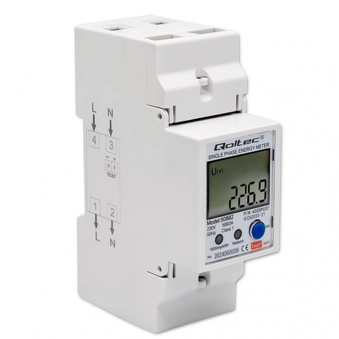 Compteur d'électricité électronique monophasé | Rail DIN | 230V | LCD | Wi-Fi