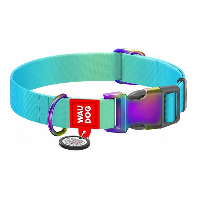 Collier en nylon pour chiens avec code QR WAUDOG, bleu
