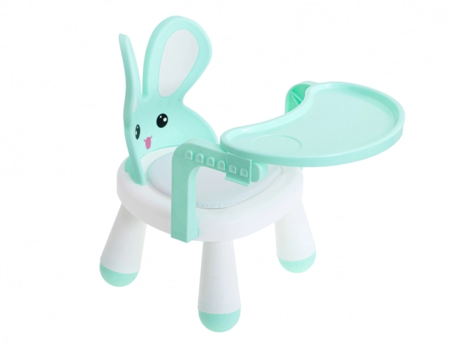 Chaise de nourrissage et de jeu avec table turquoise