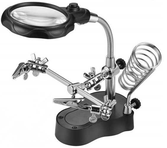Troisième main avec loupe et éclairage LED