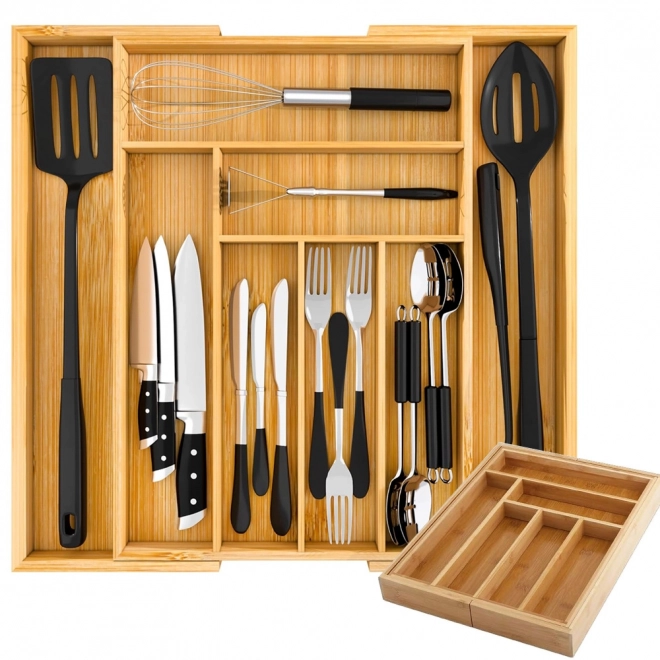 Insert pour tiroir Organisateur de couverts de cuisine en bambou 8 compartiments xl