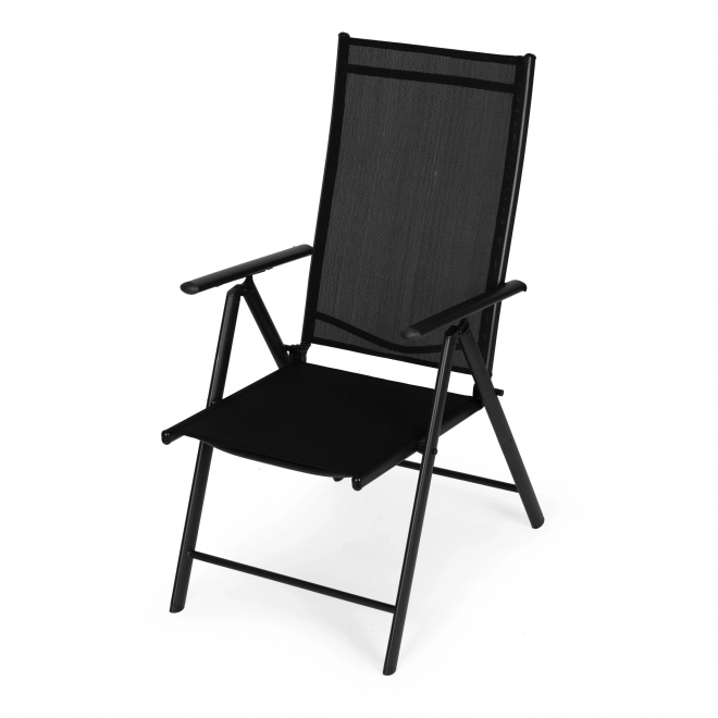 Ensemble de 2 chaises de jardin pliantes en acier avec dossier réglable ModernHome - Noir