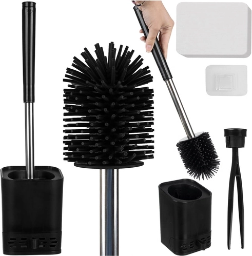 Ruhhy brosse en silicone pour salle de bain 23808 – noir