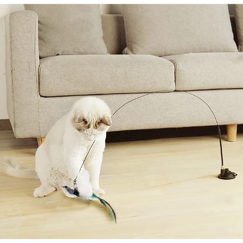 Jouet pour chats avec ventouse et oiseau