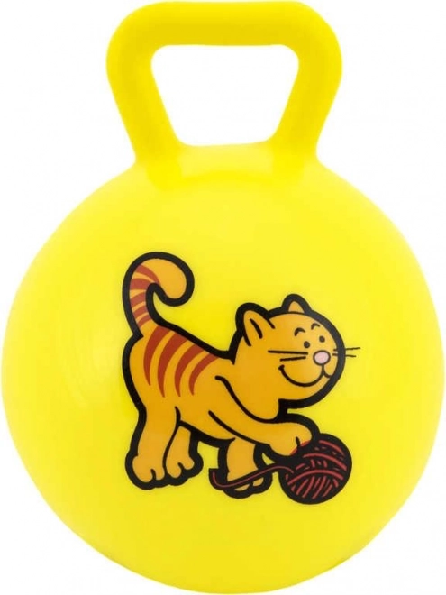 Balle en gomme avec poignée et hochet Mes premiers animaux - 10 cm