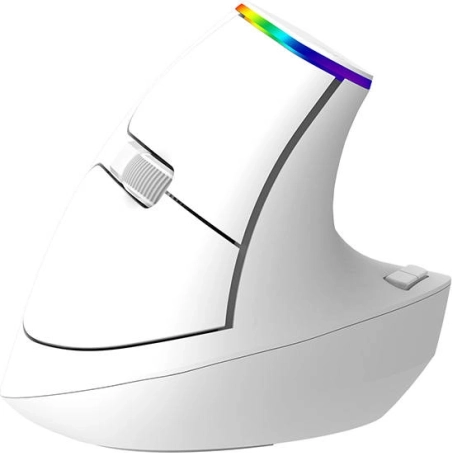 Souris verticale sans fil Delux M618C RGB blanche