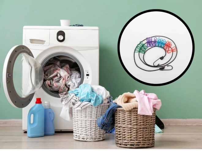 Corde à linge élastique avec clips