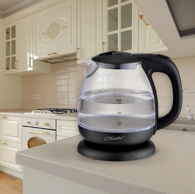 Bouilloire électrique 1l 1100W en verre MR-055-NOIR