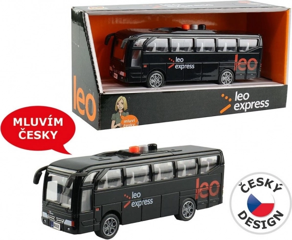 Autobus LEO EXPRESS avec lumières et annonces du conducteur et de l’équipage
