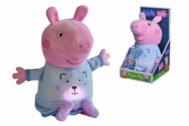 Peppa Pig 2 en 1 peluche câline musicale + lumière, bleu, 25 cm