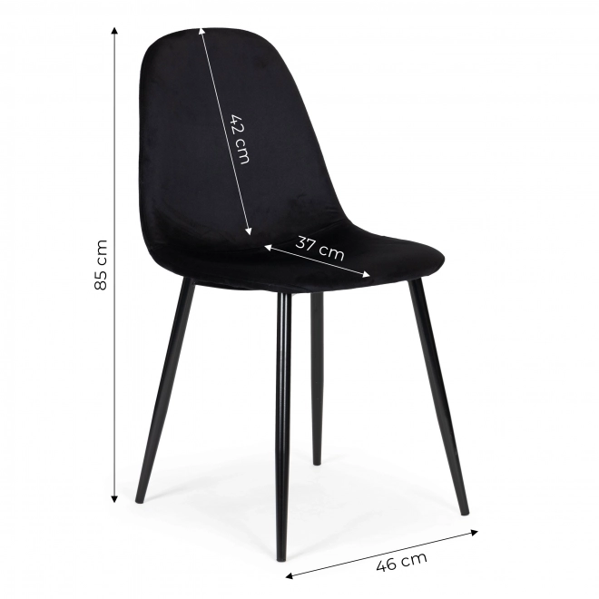 Ensemble de 4 chaises en velours pour salle à manger et salon - noir