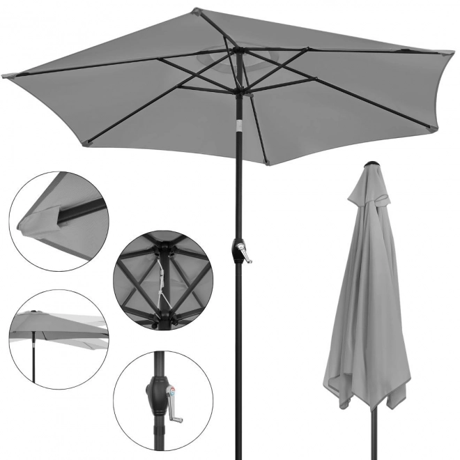 Parapluie de jardin pliable pour balcon 210 cm gris