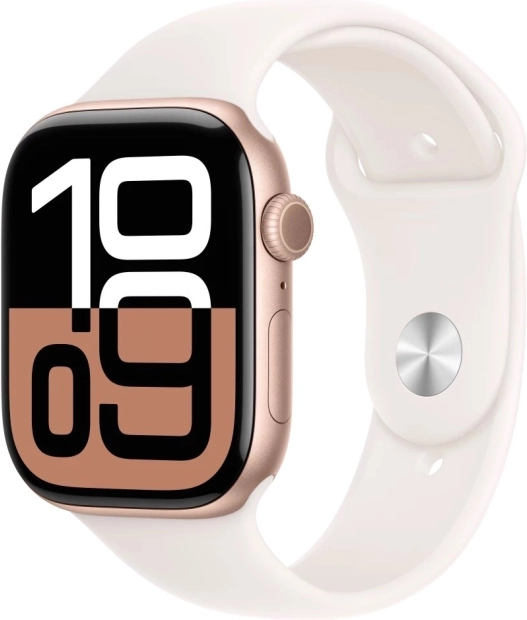 Watch Series 10 GPS 46 mm aluminium or rose avec bracelet sport rose pâle S/M