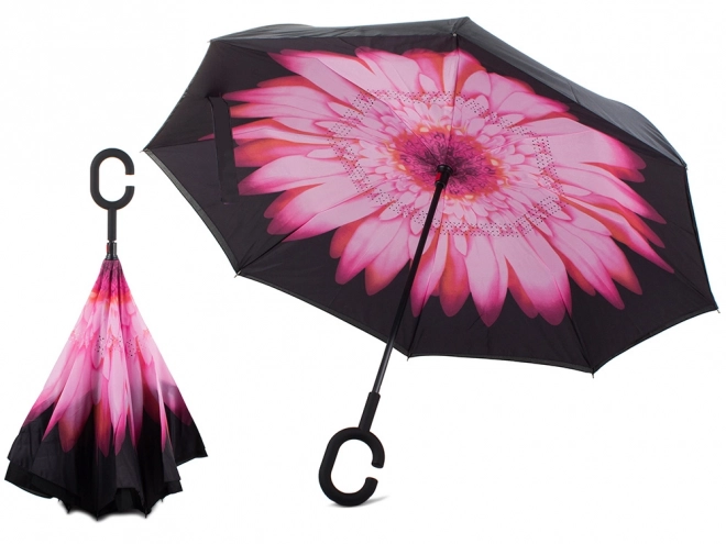Parapluie inversé pliant, parapluie à fils solides, parapluie debout robuste – rose