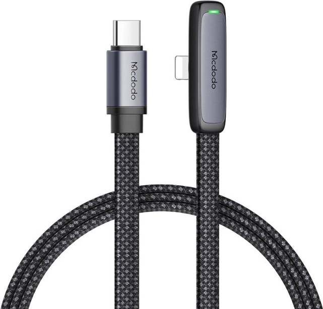 Câble coudé USB‑C vers Lightning Mcdodo 1,8 m noir