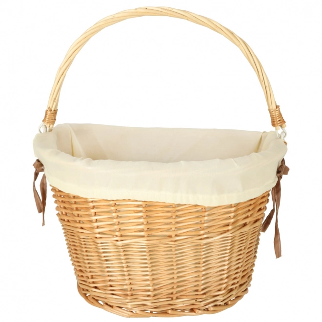 Panier en osier pour vélo avec doublure en tissu blanc