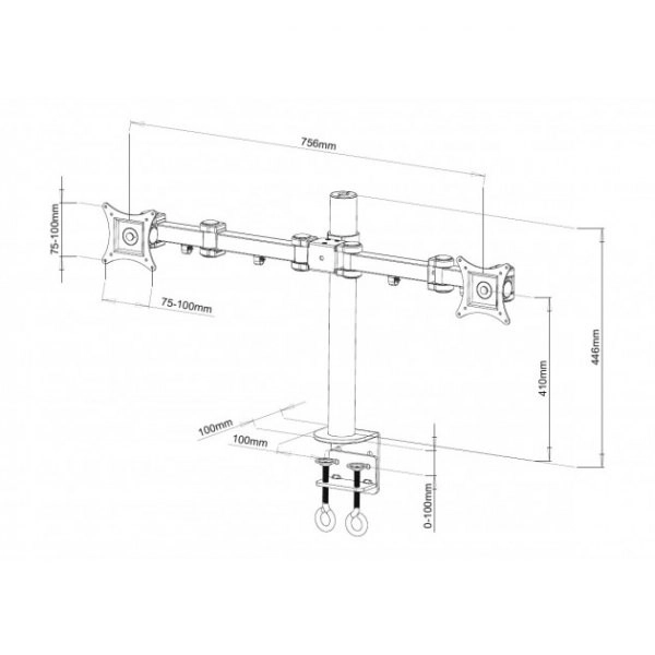 Support de bureau LCD/LED 13-27 pouces double 2x10 kg