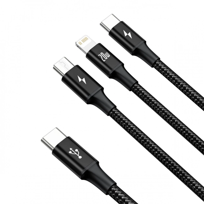 Câble de charge Baseus 3 en 1, 20W, noir, 1,5 m