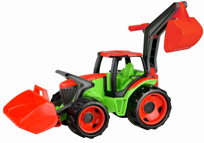 Tracteur Lena avec godet et benne vert-rouge
