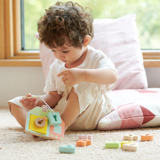 Classic World Montessori jouet d'enfilage en bois clés et portes 11 pièces