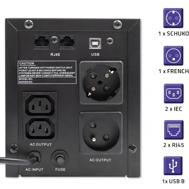Source d’alimentation de secours UPS Qoltec 2000VA 1200W