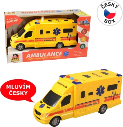 Ambulance à friction avec lumière et son 19 cm