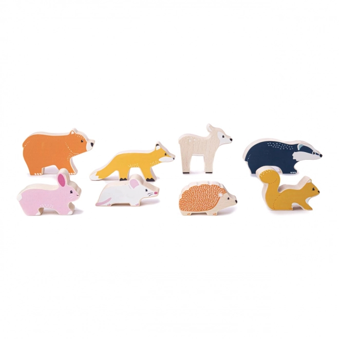 Ensemble d'animaux de la forêt en bois