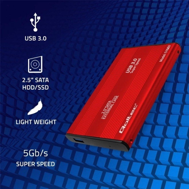 Boîtier externe pour disques 2.5" HDD/SSD SATA3, USB 3.0, rouge