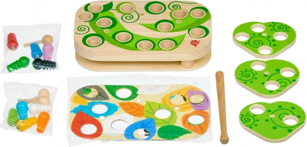 Baguette magnétique et chenilles en bois