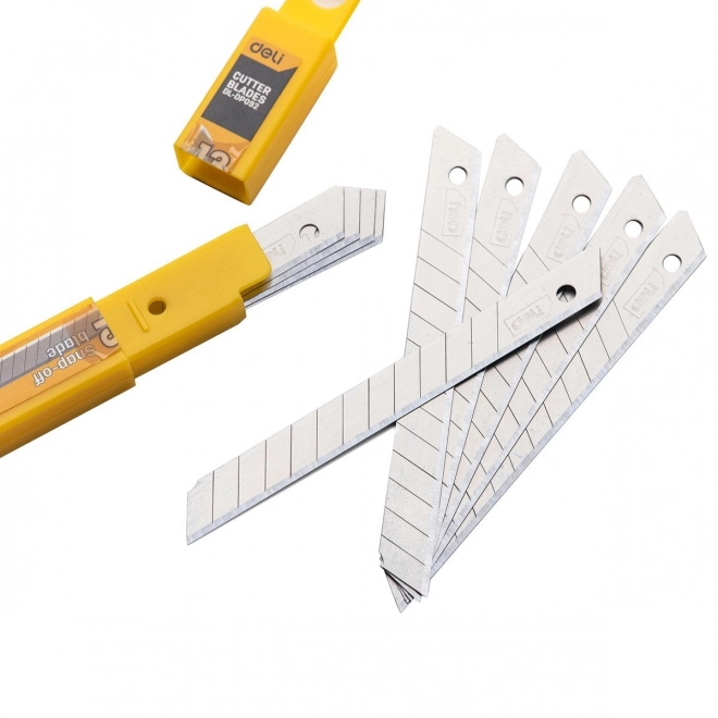 Couteau 9 mm 10 pcs tête de lame Deli Tools EDL-DP092 (argentée)