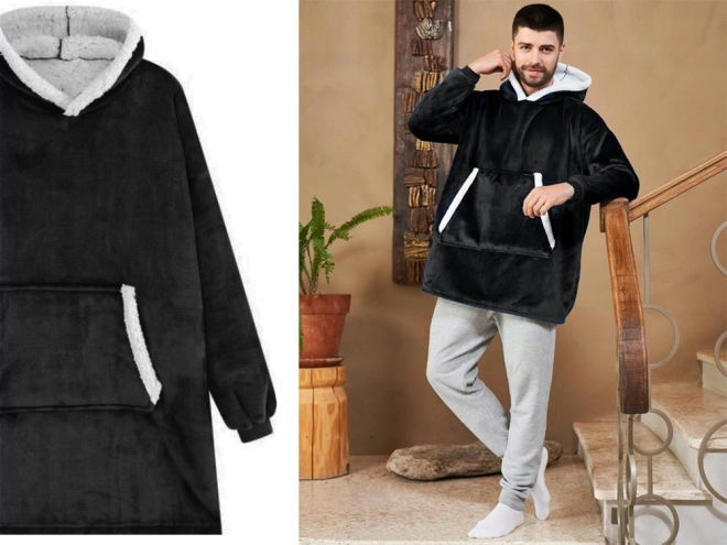 Chandail chaud oversize avec fourrure et capuche