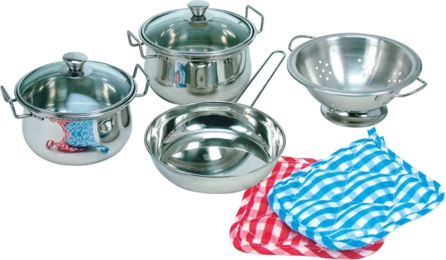 Bino Ensemble d’ustensiles de cuisine en inox pour enfants