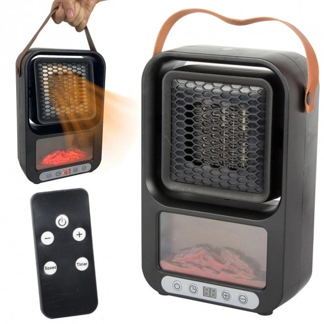 Chauffage électrique portable FAERLKA 500 W avec effet cheminée et thermostat
