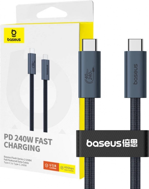 Câble USB‑C BASEUS Flash 240 W, 1 m, tressé, 40 Gbps