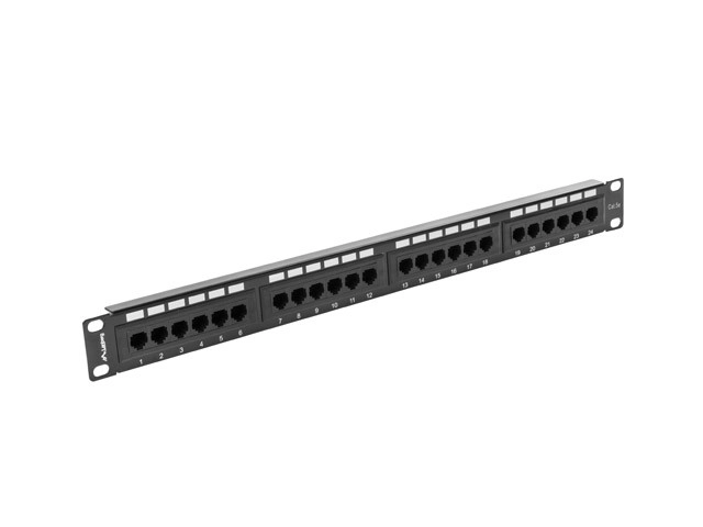 Panneau de brassage 24 ports 1U Cat 5e noir