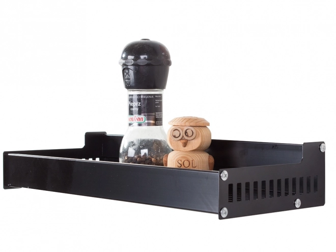 Étagère murale en aluminium noir pour épices