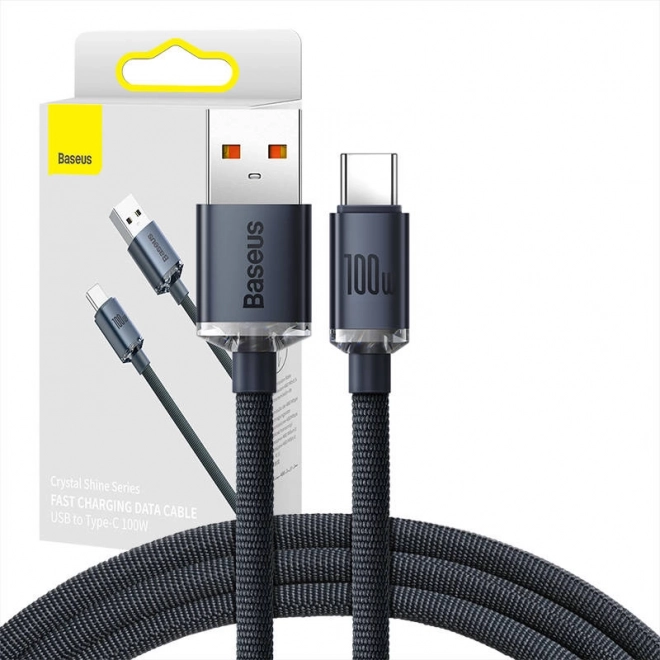 Baseus Crystal Shine câble USB–USB‑C 100 W 2 m – noir
