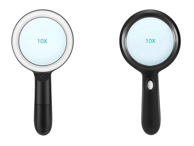 Loupe manuelle avec éclairage LED, grossissement 10x