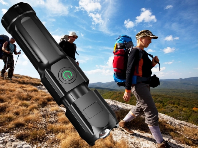 Lampe torche LED tactique rechargeable avec fonction zoom