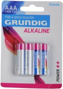 Piles Grundig LR03/AAA 1,5 V alcalines 4 pièces sur carte
