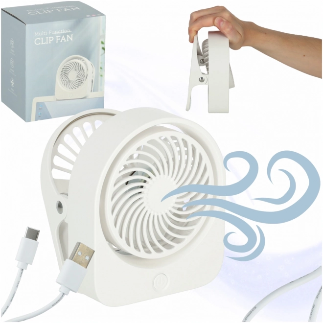 Ventilateur de bureau USB sans fil 11,5 cm blanc