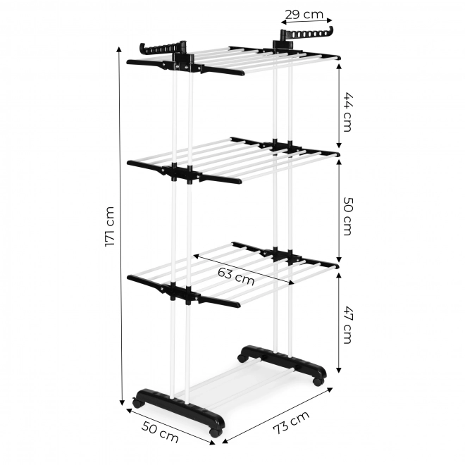 Étendoir vertical sur roulettes, pliable